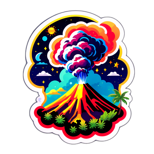 Makulay na Stickers ng Pagsabog ng Bulkan ng Kanlaon