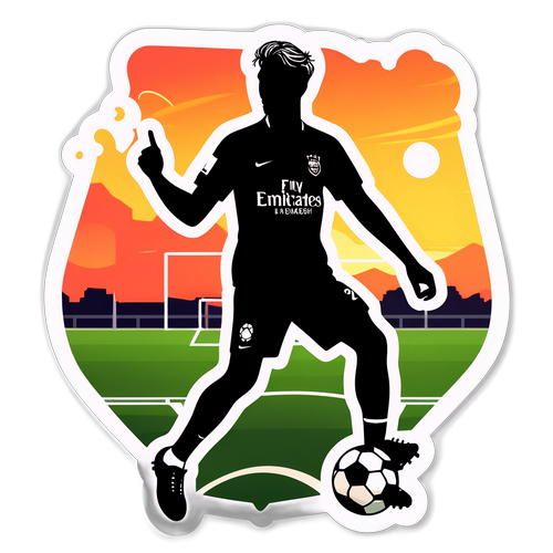 Ilustrasi Luuk de Jong di Latar Belakang Senja
