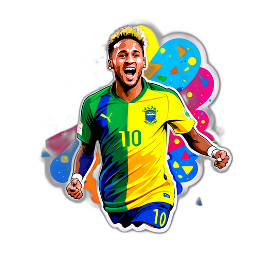 Un design vibrant de Neymar célébrant un but