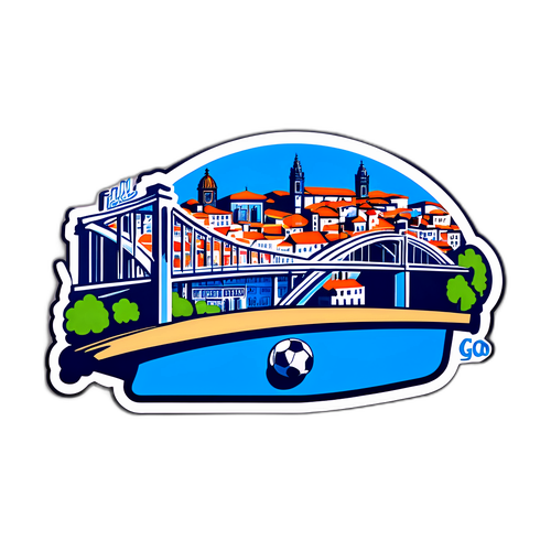 Porto Skyline Sticker med Fodbold