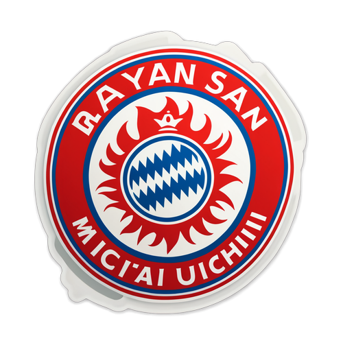 Sticker för Bayern München med stiliserad fotboll och texten 'Mia san mia'