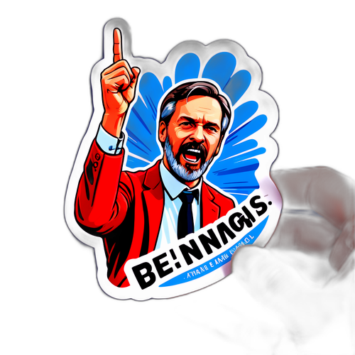 Een sticker van Arne Engels die een krachtige schot uitvoert, met op de achtergrond juichende fans