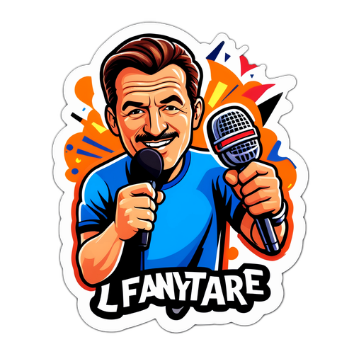Cartoon-Style Sports Commentator Sticker