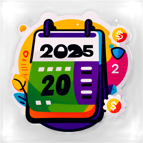 Desenho de um calendário com a data 2025 destacada