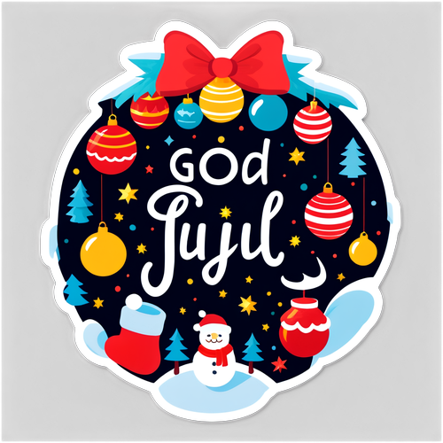 Festiv sticker med 'God jul'