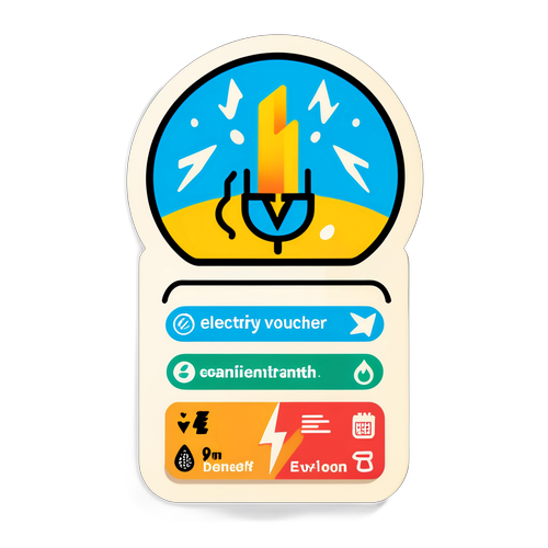 Sticker cu un voucher animat, simbolizând utilizarea eficientă a energiei electrice