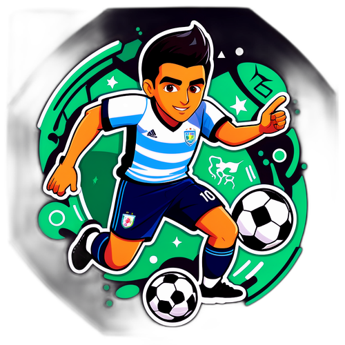 Create a sticker of Mehdi Taremi skillfully controlling a soccer ball