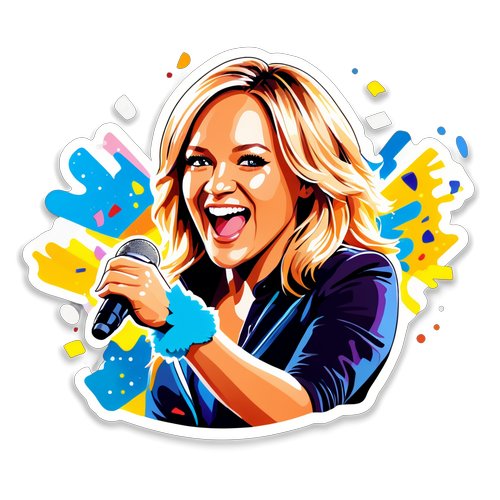 Farverig klistermærke af Helene Fischer på koncert