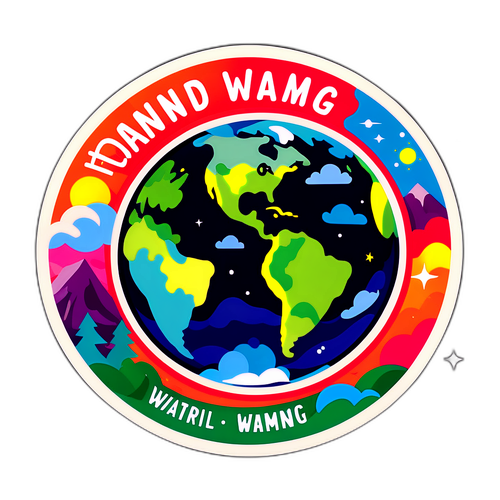 地球温暖化防止のメッセージを持つカラフルな地球のデザイン