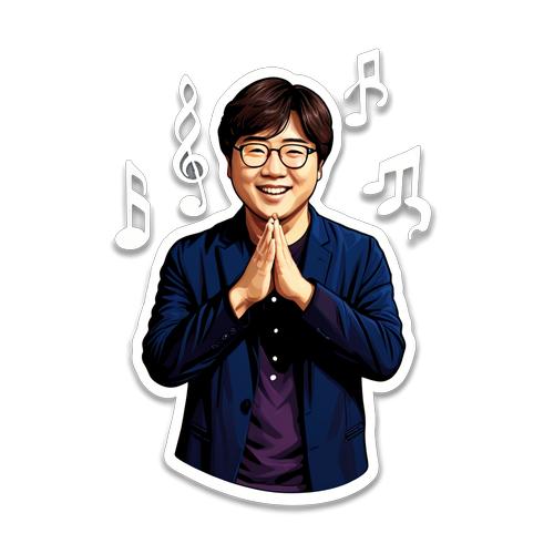 Rayakan Bang Si Hyuk: Stiker Ceria dengan Notasi Musik yang Penuh Energi!