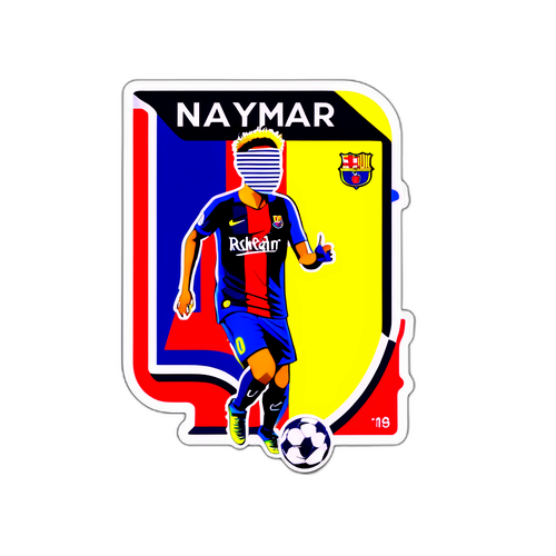 Stiker Berwarna Cerah Menggambarkan Nomor Jersey Neymar dan Gerakan Ikoniknya