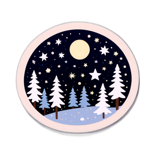 Αστέρια καλυμμένα με χιόνι κάτω από το φεγγαρόφωτο βράδυ του Νοεμβρίου