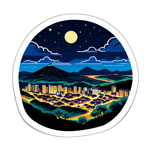 Desenho de Ribeirão Preto com paisagem noturna