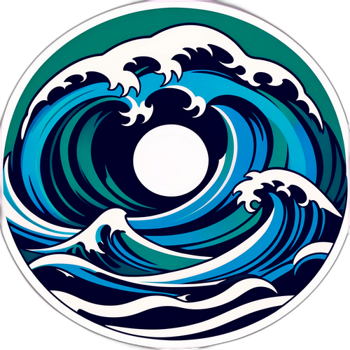 Diseño artístico de mar azul con olas estilizadas