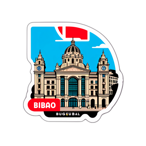 A sticker featuring Bilbao és a Guggenheim Múzeum