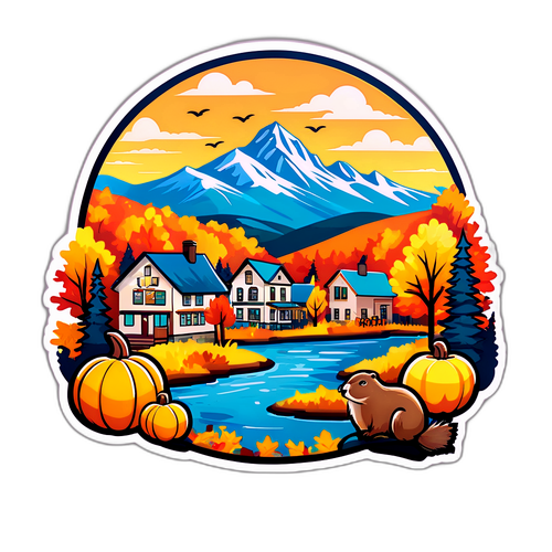En koselig klistremerke av Beaver Creek om høsten