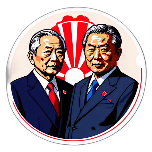 呼吁改善中日关系的日本前首相插画