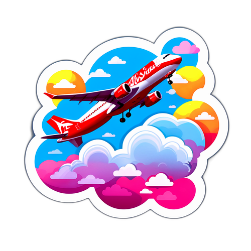 Masayang Sticker ng Air Asia na may mga Ulap