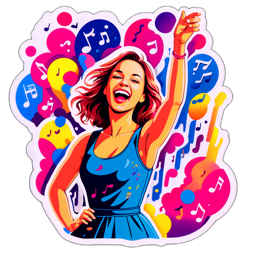 Wibrująca naklejka Edyty Olszówki na koncercie