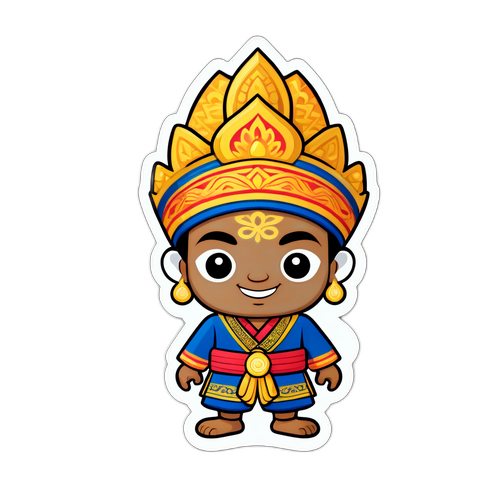 伝統的なカンボジアの衣装を着たキャラクターのステッカー
