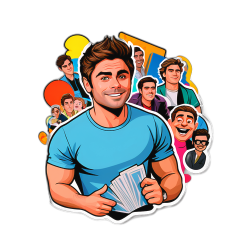 Naklejka Zac Efron z tłem filmowym