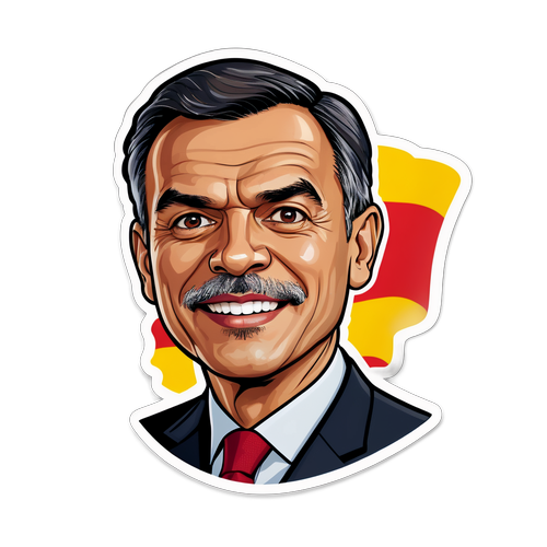 Autocollant de Pedro Sanchez en caricature amicale