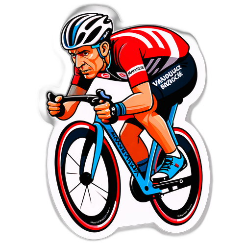 Creatieve sticker van Frank Vandenbroucke op de fiets