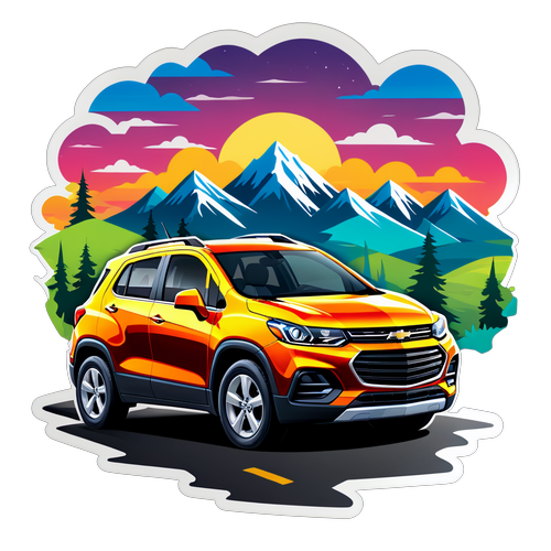 Diseño vibrante de un Chevrolet Tracker en un camino lleno de aventuras