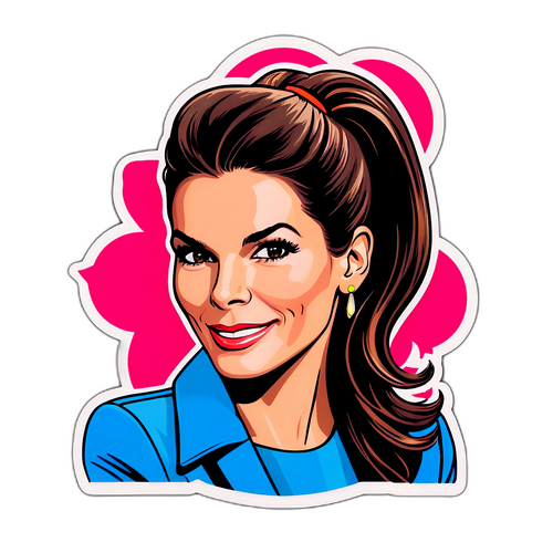 Kolorowa naklejka Sandra Bullock w stylu retro