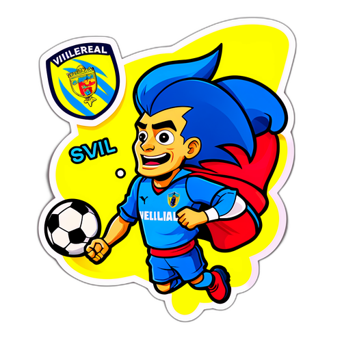 Наліпка, що зображає епізод гри Вільярреал – Еспаньол у комікс-стилі