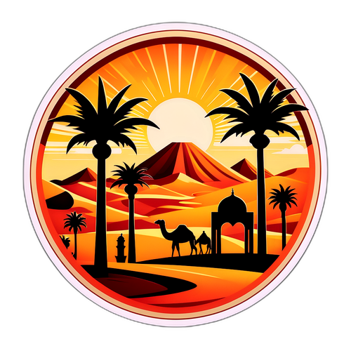 En stiliserad representation av Libyens landskap