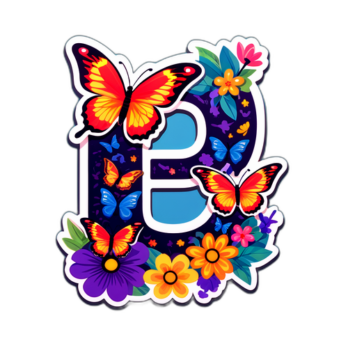 Sticker de 'payarola' con mariposas y flores