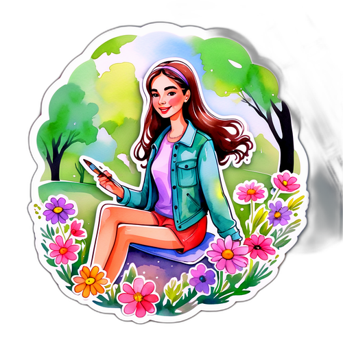 Yasemin Ergene'in Parkta Çizim Yaptığı Sticker