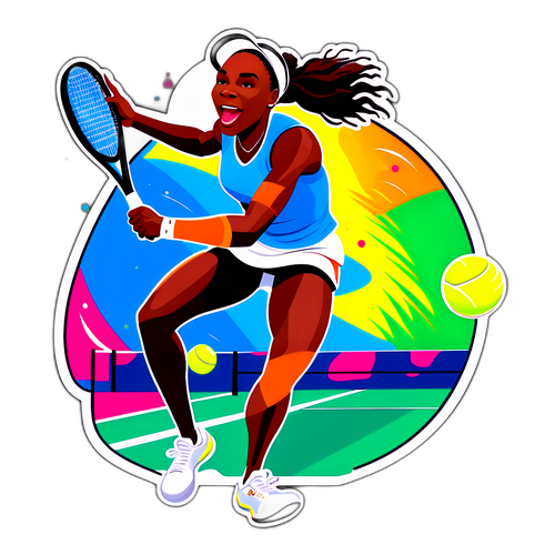 En dynamisk portræt af Venus Williams i aktion på tennisbanen