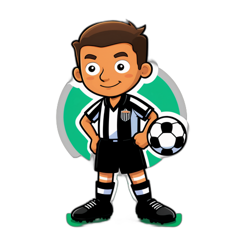 Pemuda Kartun dengan Bola Sepak