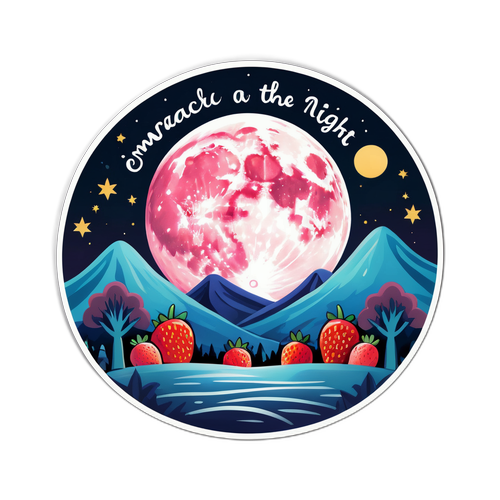 Sticker visător cu luna căpșună