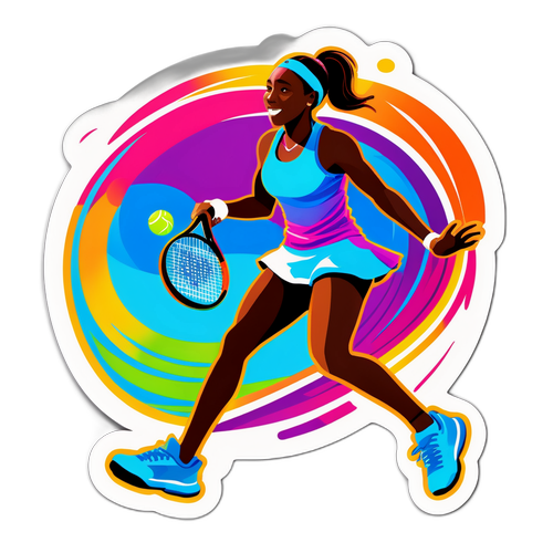Silhouette de Coco Gauff sur le court de tennis