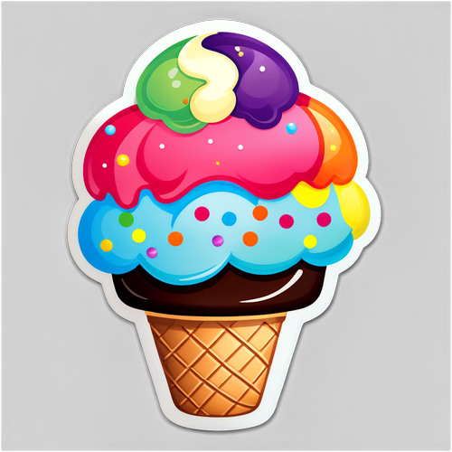 可爱彩虹冰淇淋贴纸