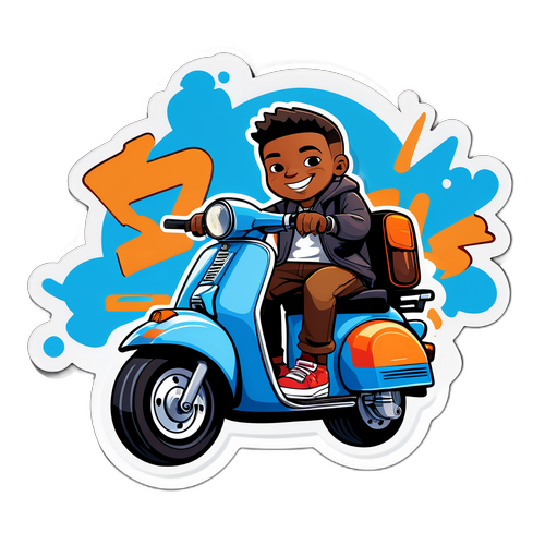 סקוטר בראון עם טקסט גרפיטי