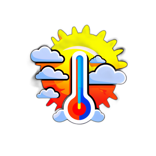 Biểu Tượng Nhiệt Độ với Mặt Trời và Mây