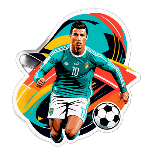 Kreatives Porträt von Cristiano Ronaldo in sportlicher Pose