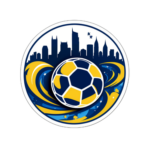 Stiker Bola Sepak dengan Langit Kota Nashville