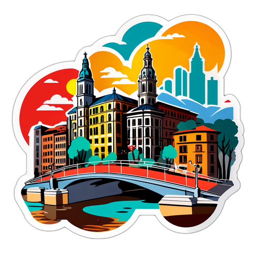 สติ๊กเกอร์สวยงามของทิวทัศน์ในบิลเบา