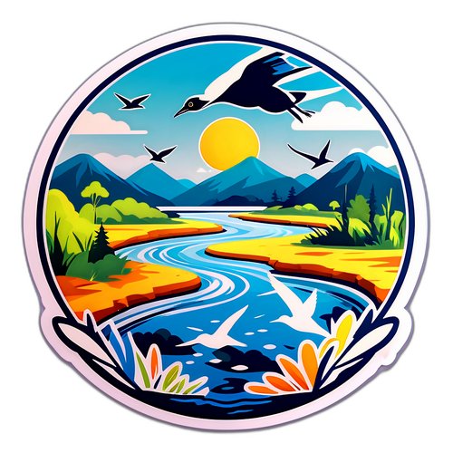 Un sticker de un delta de río
