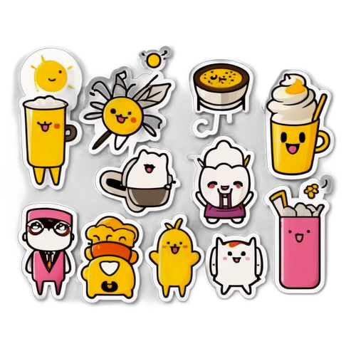 朝の番組からのデフォルメでかわいいキャラクターのステッカー