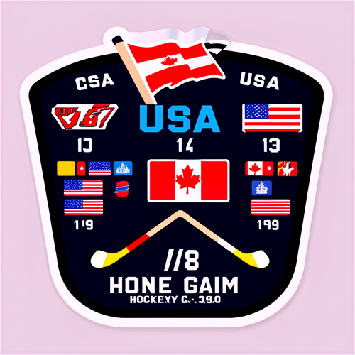 Intense Canada vs USA Hockey Game Scoreboard Sticker