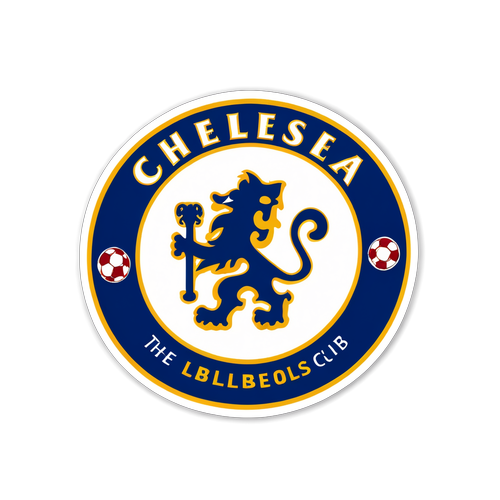 Aantrekkelijke sticker van het Chelsea-logo met een voetbal en de tekst 'The Blues'