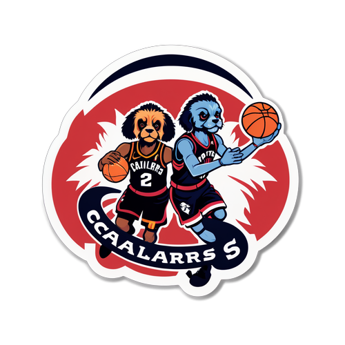 Sticker na nagpapakita ng vintage na tema ng Cavaliers vs Raptors