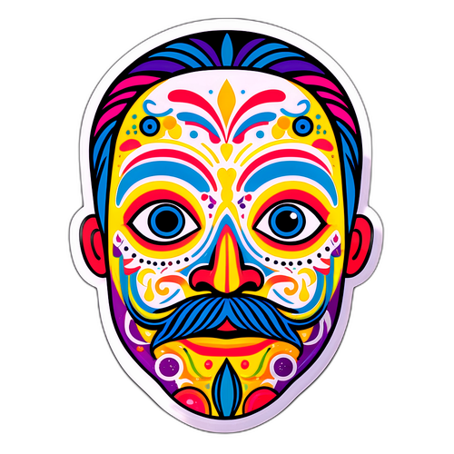 Benedek Lőrinc arca színes mintákkal