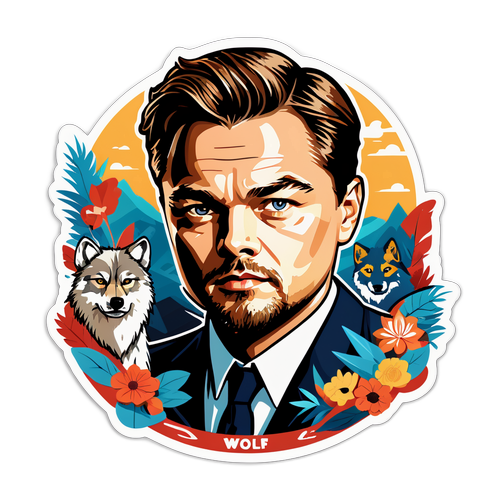 Leonardo DiCaprio Illustrasjon med Ikoniske Elemente